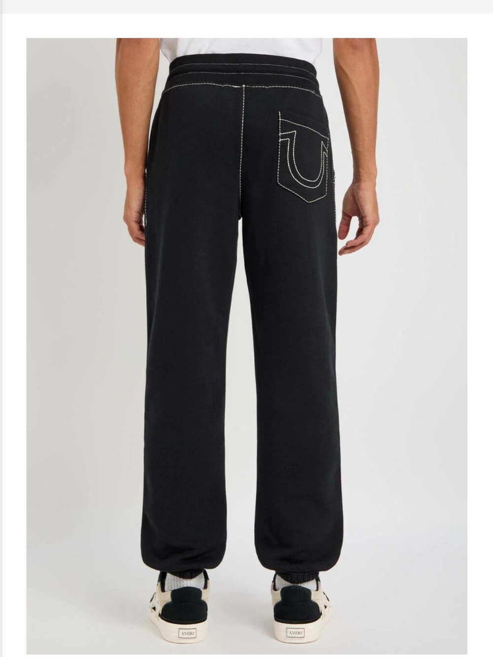 True Religion Black Boyfriend Jogger Jeans with Contrast Stitching